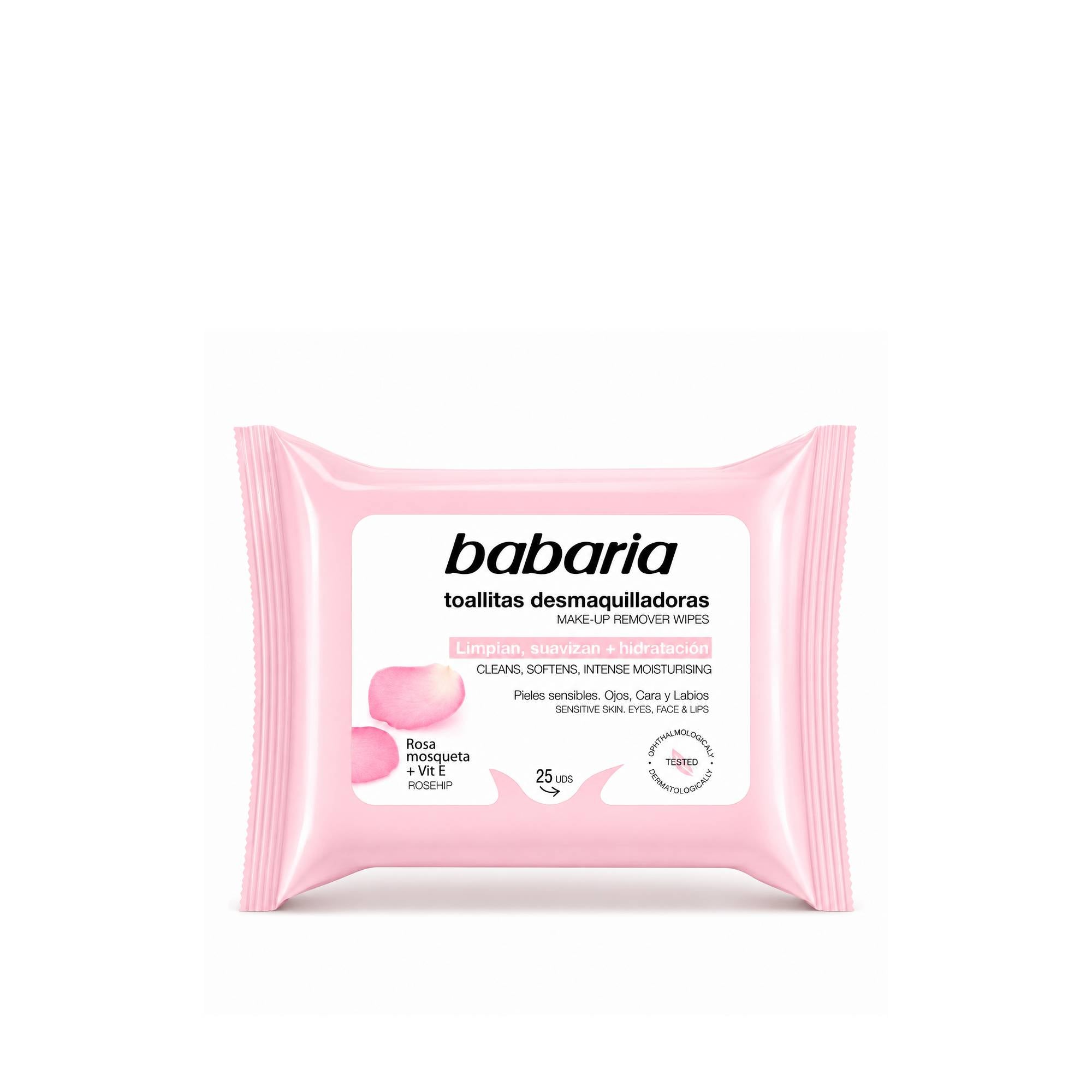 BABARIA Rosehip Make-Up Remover 25 Wipes – Cleansing Eyes, Face & Lips