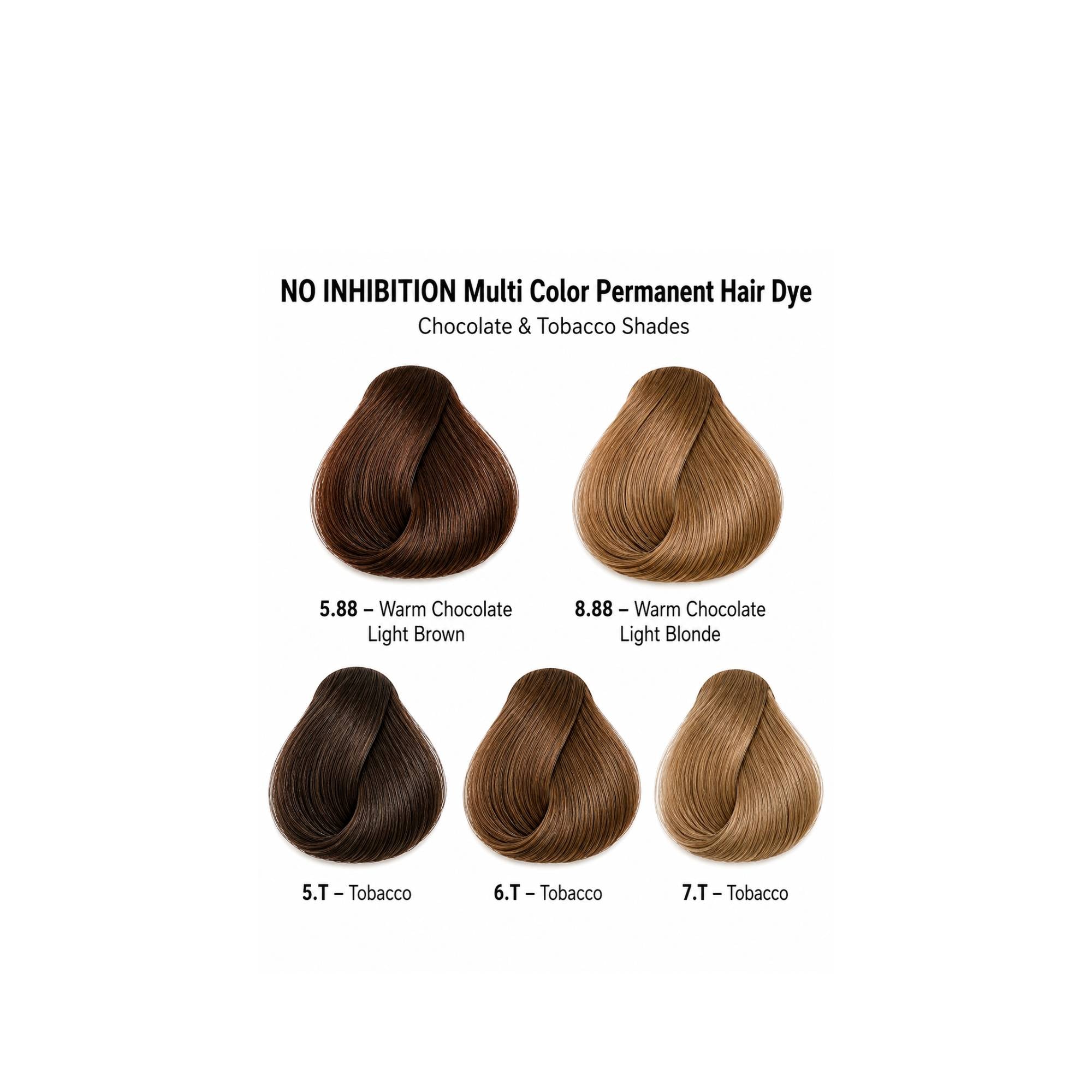 NO INHIBITION Multi Color Permanent Hair Dye – Chocolate & Tobacco Shades