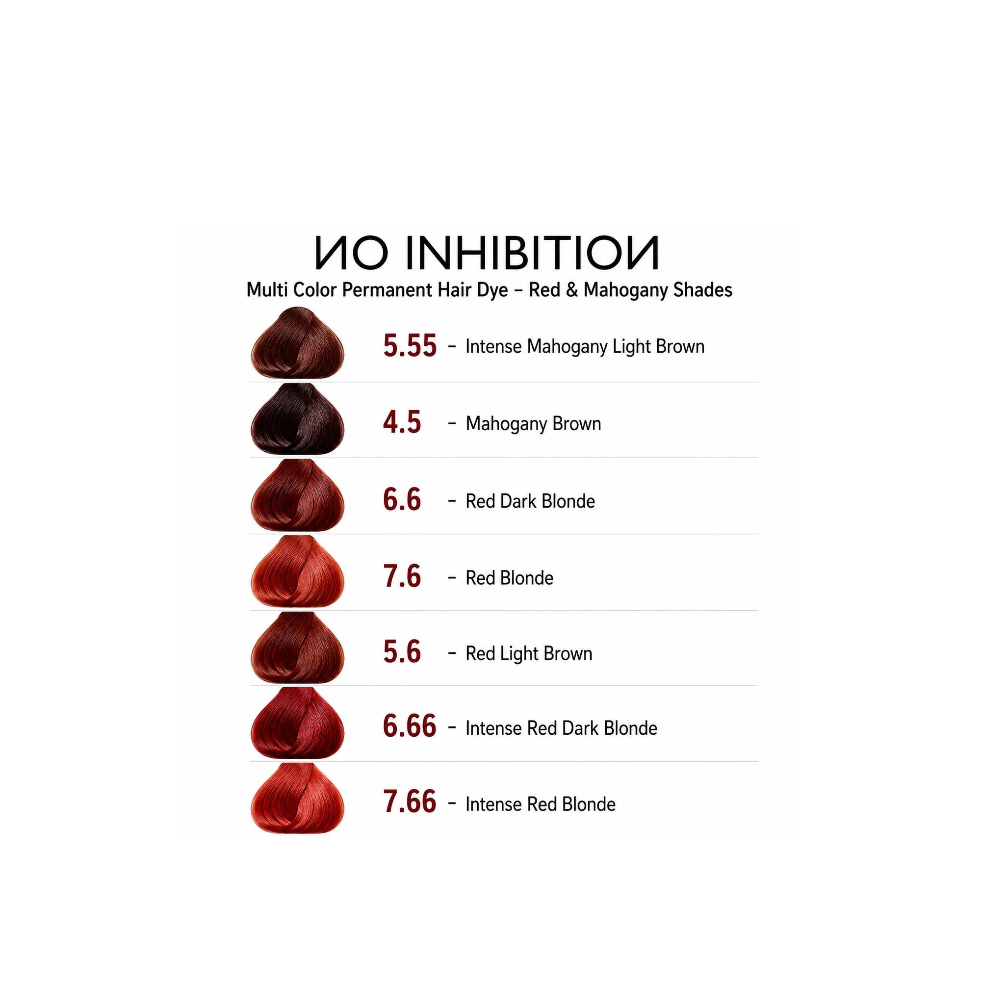 NO INHIBITION Multi Color Permanent Hair Dye – Red & Mahogany Shades