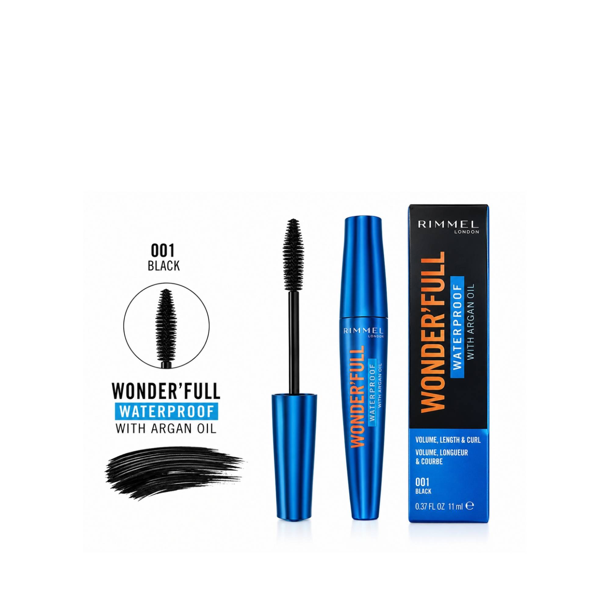 Rimmel Wonder’Full Waterproof Mascara with Argan Oil No.001 Black 11 ml