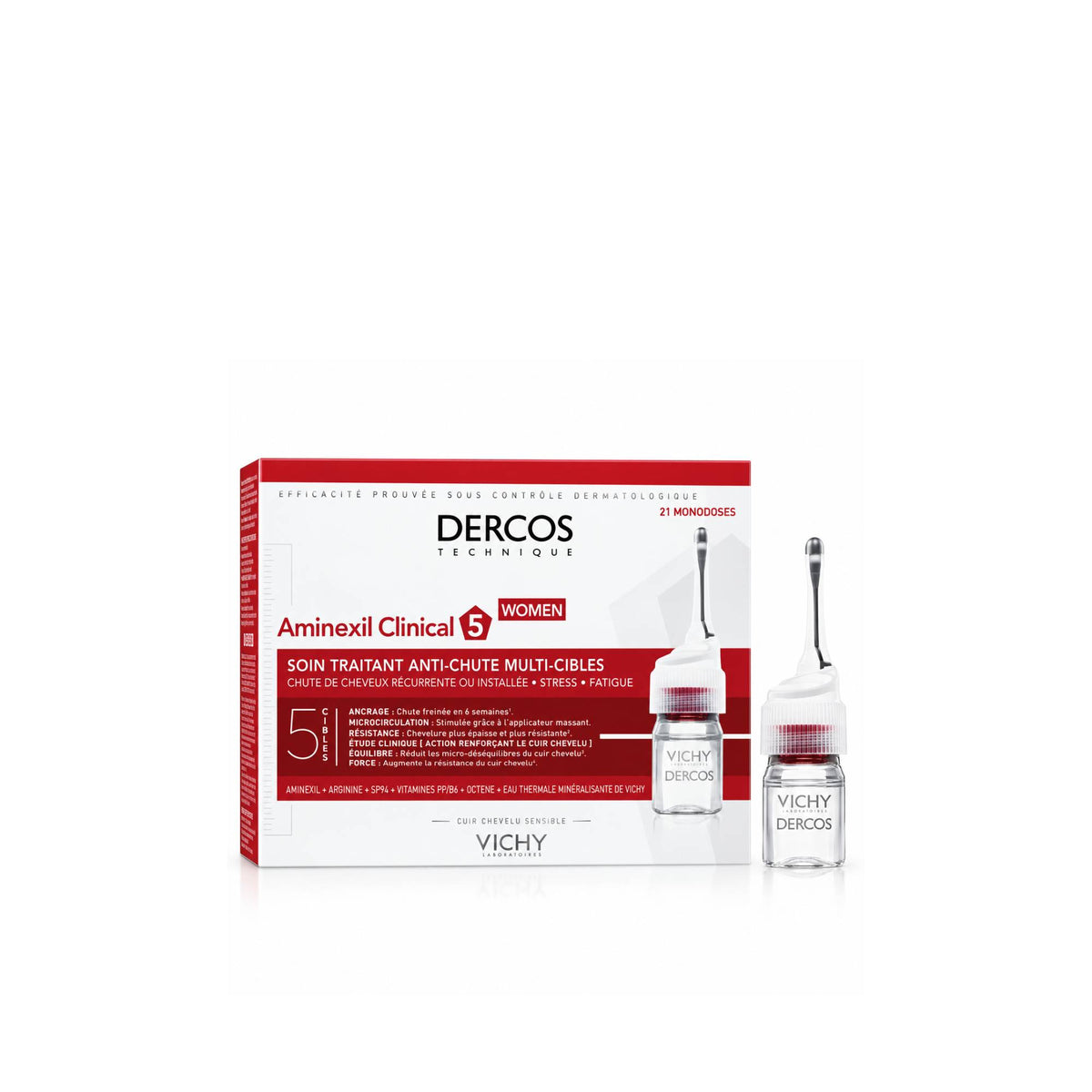 Vichy Dercos Aminexil Clinical 5 Women Anti-Hair Loss Treatment – 21 Ampoules