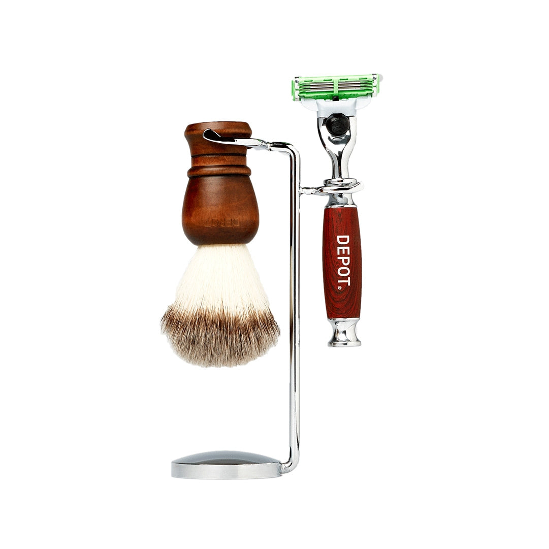 DEPOT SHAVING BRUSH AND RAZOR STAND - sadeenco